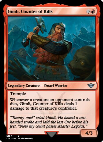 Gimli, Counter of Kills